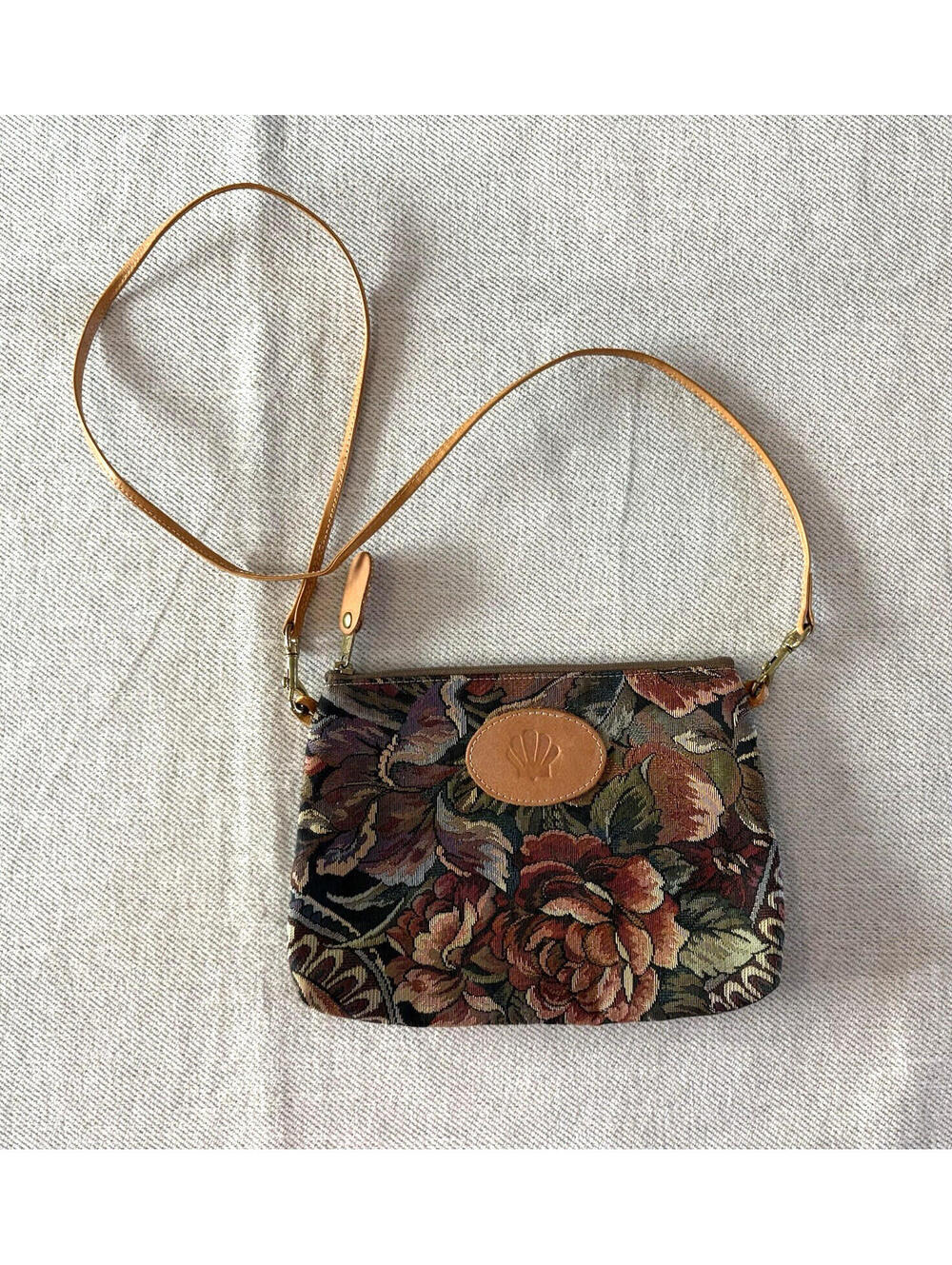 Convertible Crossbody Tapestry Clutch/Pouch Roses Grapes Paisley Floral Leather